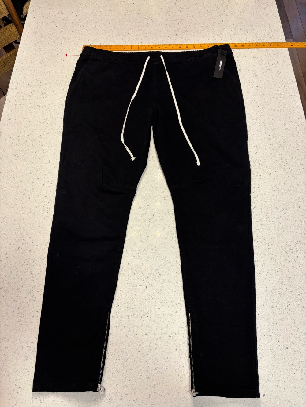 Novamen Zane Jogger Black Men's Drawstring Jogger Pants with Ankle Zippers
